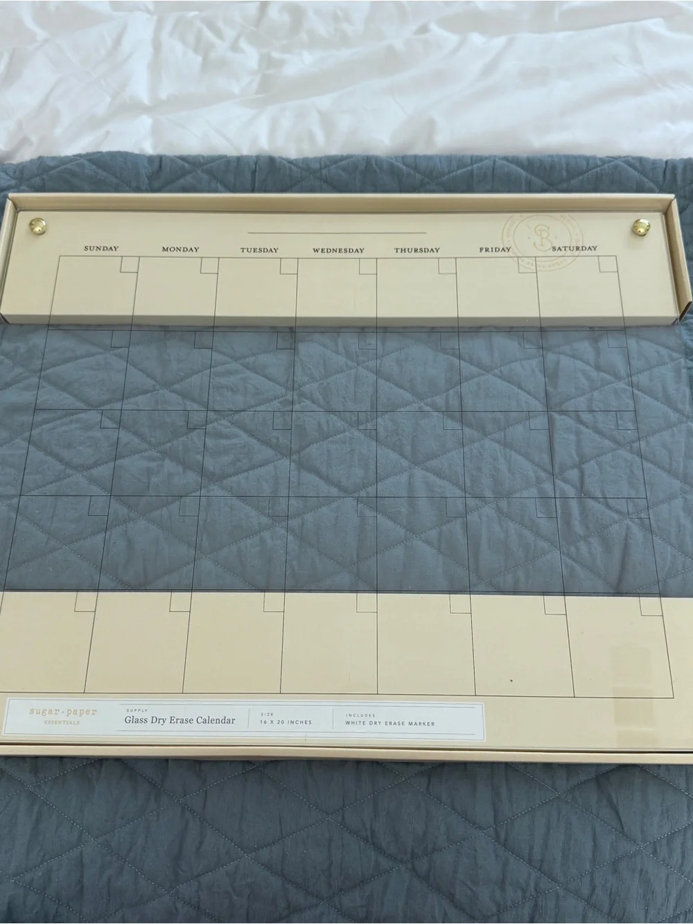 Glass Dry Erase Weekly Calendar - Cream